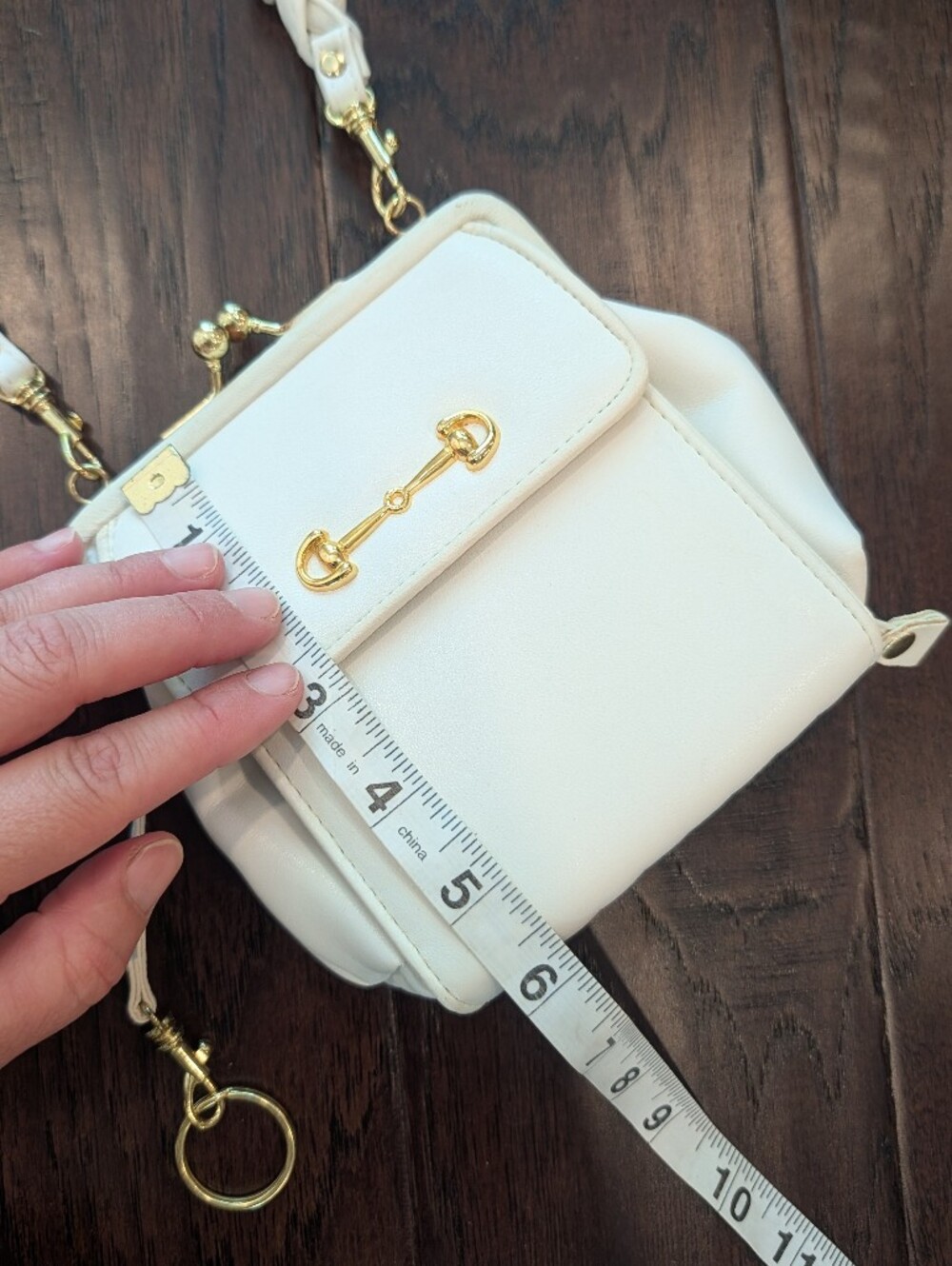 Women's White Mini Crossbody Wallet Bag with Gold Hardware - Picture 3 of 11